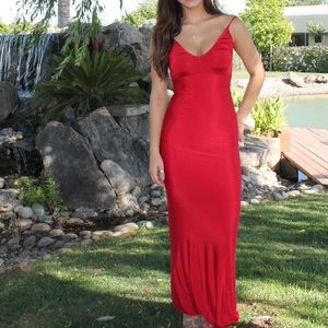 LILI BEVERLY HILLS LONG RED BACKLESS DRESS